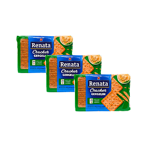 Biscoito Cracker Gergelim 360g Renata - Kit 3 Unidades