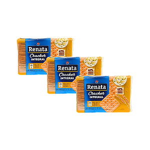 Biscoito Cracker Integral 360g Renata - Kit 3 Unidades