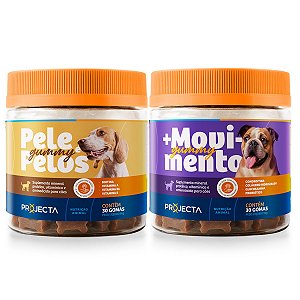 Kit Suplemento para Cães Mais Movimento + Pele e Pelo 30 Gomas Cada