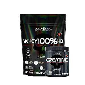 Whey 100% HD Refil 900g + Creatine 300g Black Skull
