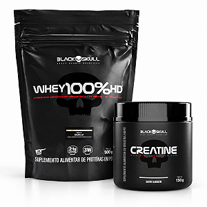 WHEY 100% HD REFIL 900G BLACK SKULL + CREATINE 150G BLACK SKULL