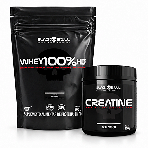 WHEY 100% HD REFIL 900G BLACK SKULL + CREATINE 300G BLACK SKULL
