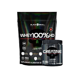 WHEY 100% HD REFIL 900G BLACK SKULL + CREATINE 300G BLACK SKULL