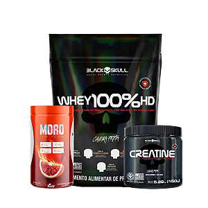 WHEY 100% HD REFIL 900G BLACK SKULL + CREATINE 150G BLACK SKULL + MORO SLIM LIPO DAY 60 CAPS INSANITY NUTRITION