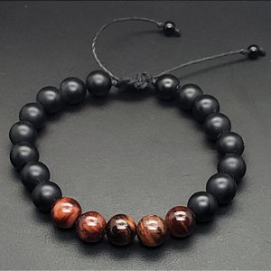 PULSEIRA ONIX OLHO DE TIGRE VERMELHA