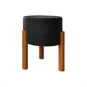 Puff Redondo Madeira Preto
