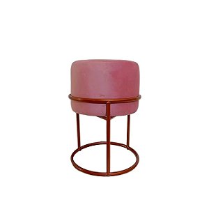 Puff Redondo Iron  Argola Base Ferro Aço Carbono Cobre/Rosa