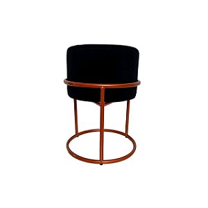 Puff Redondo Iron  Base argola Cobre Preto