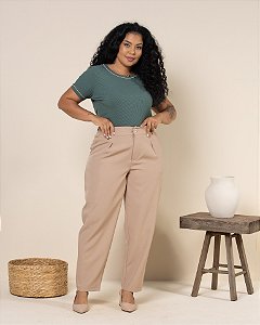 BLUSA MALHA CANELADA COM FRIZO MANGA CURTA