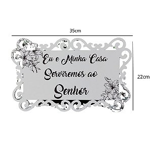 Placa Decorativa "Eu e Minha Casa Serviremos ao Senhor" MDF
