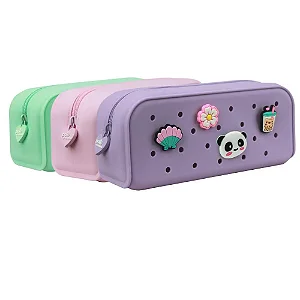 ESTOJO ESCOLAR SILICONE CHARM C/ 4 PINGENTES