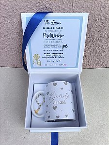 Kit caixa com caneca personalizada para padrinhos