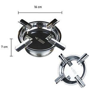 Cinzeiro Hit 4 Partes Oval Prata - Design Elegante e Funcional