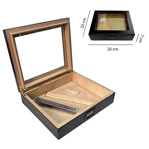 Caixa Umidora Hit Preta para 50 Charutos