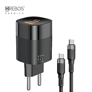 Carregador Quantum - USB-C + Cabo Tipo-C x Typo-C - Preto
