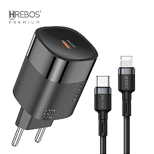 Carregador Quantum -  USB-C + Cabo Tipo-C x Ligthning  - Preto