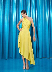 VESTIDO ASSIMETRICO COM FENDA LIMA