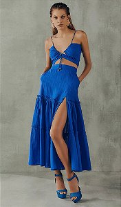 Conjunto Saia Evasê Top Franzido