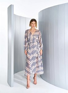 Vestido Midi Estampa Listras