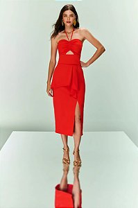 CONJUNTO SAIA E TOP RED CREPE SOBREPOSIÇÃO