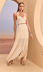 Conjunto Top E Saia Plissado