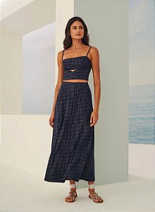 Conjunto Xadrez Saia Midi E Cropped