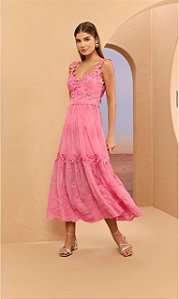 VESTIDO MIDI CHIFFON BORDADO