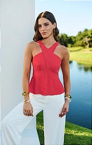 BLUSA OVER NECK PLISSE