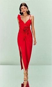VESTIDO MIDI FRANZIDO LATERAL