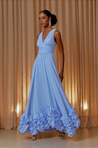 Vestido Longo Decote Drapeado