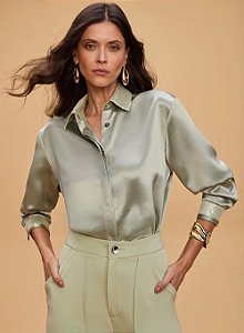 Camisa Acetinada Com Paetê