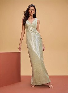 Vestido Longo Veludo Com Paetê