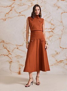 Conjunto Blusa E Saia Safari