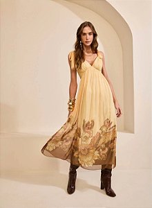 Vestido Midi Alças Barrado