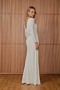 Vestido longo Aline decote costas off white