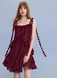 Vestido Curto Alça Flores