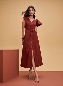 VESTIDO MIDI DECOTE CURVADO
