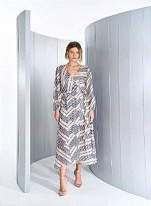 Vestido Midi Estampa Listras