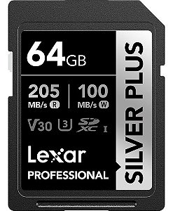 Cartão De Memória Sdxc Lexar 64gb 205mb/s Série Silver Plus