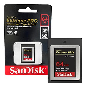 Cartão Sandisk 64gb Extreme Pro Cfexpress Tipo B 1500 Mb/s