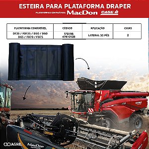 Esteira Draper Lateral 35 Pés 172196 / 47610128 Colheitadeira Macdon Case Cnh