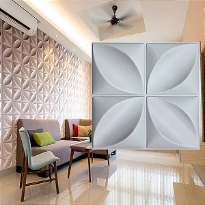 Kit 40 Placas PVC 3D para Revestimento de Parede 25x25cm