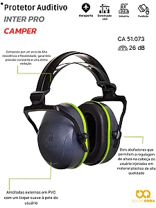 Kit Abafador Concha Protetor Auditivo Auricular Autismo Construção Industria Inter Pro C/ CA 22dB  *FRETE GRATIS *
