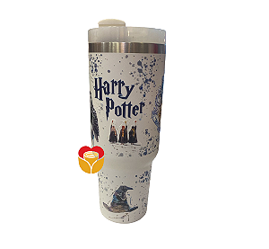 COPO TÉRMICO COM CANUDO  HARRY POTTER (BRANCO) 1,2L