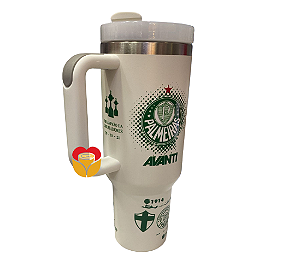 COPO TÉRMICO COM CANUDO  PALMEIRAS (BRANCO) 1,2L