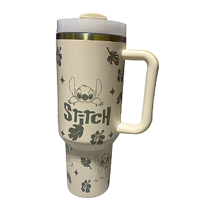 COPO TÉRMICO COM CANUDO STITCH BRANCO (LASER) 1,2L