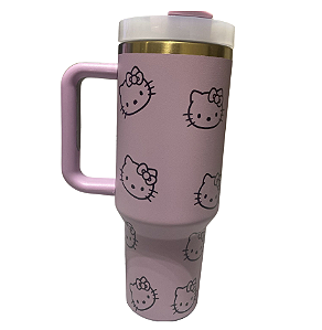 COPO TÉRMICO COM CANUDO HELLO KITTY ROSA (LASER) 1,2L