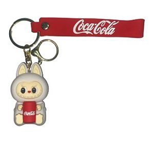 CHAVEIRO 3D - PERSONAGENS - LABUBU BRANCO COCA-COLA