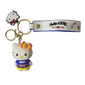 CHAVEIRO 3D - PERSONAGENS - HELLO KITTY ROUPA AZUL E AMARELO