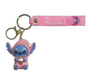 CHAVEIRO 3D - PERSONAGENS - CHAVEIRO STITCH GORRO ROSA